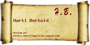 Hartl Bertold névjegykártya